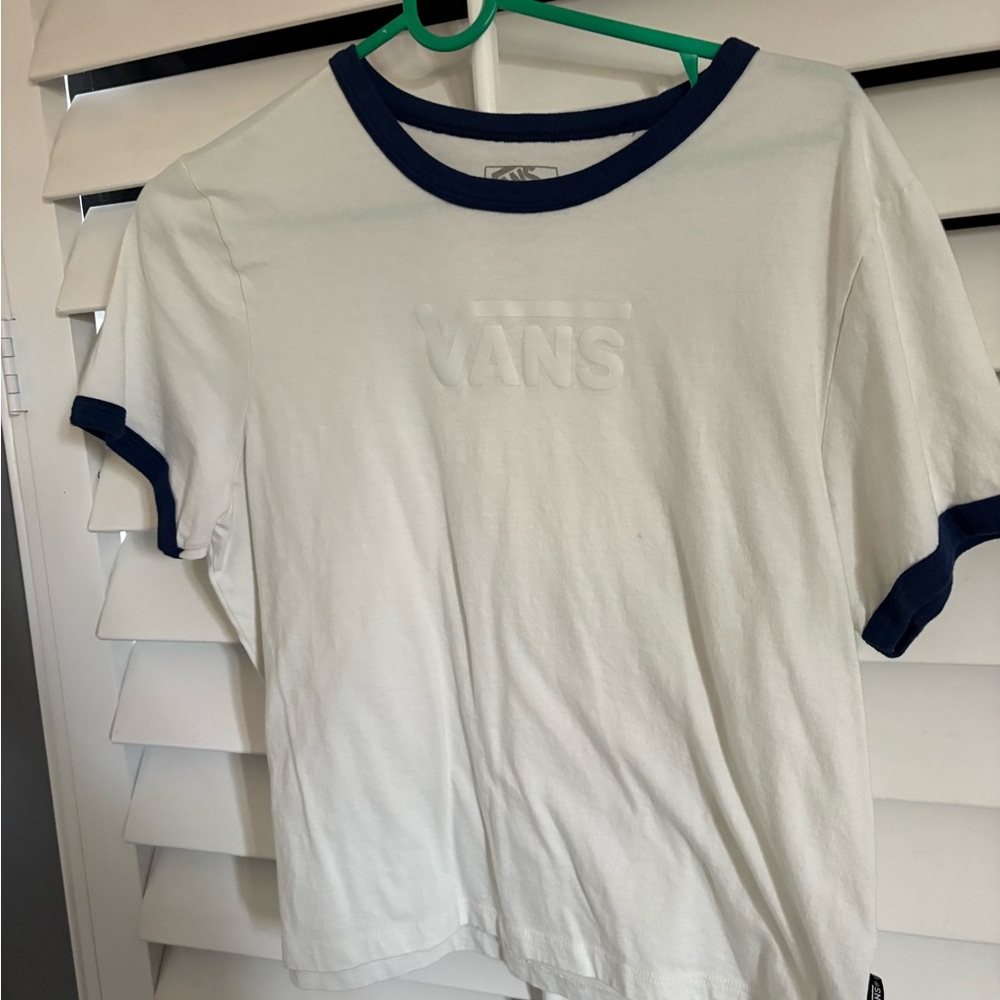 Vans White T-Shirt with Navy Trim